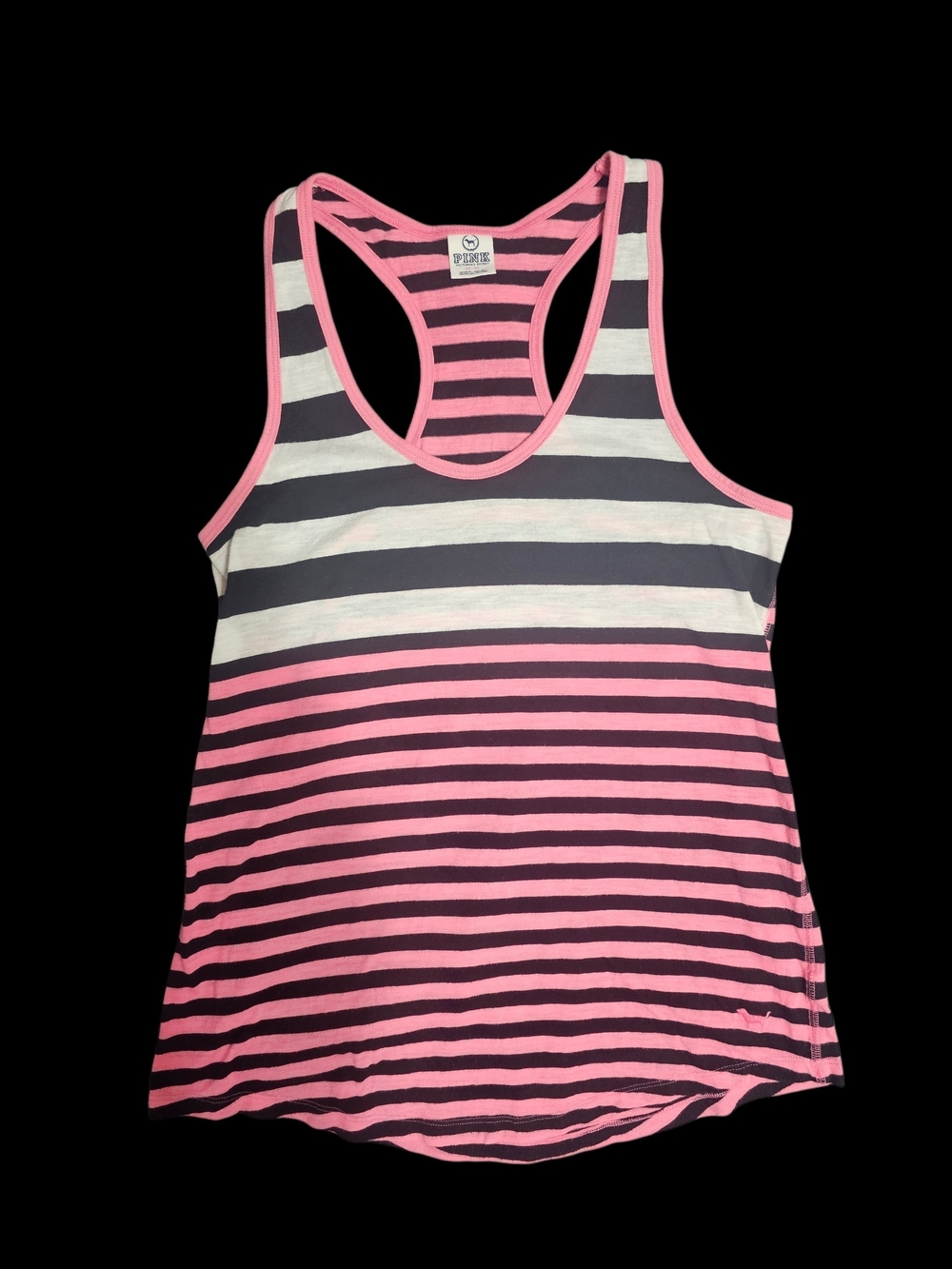 Y2K Victoria's Secret PINK Striped Racerback Tank Top Pink Black White M